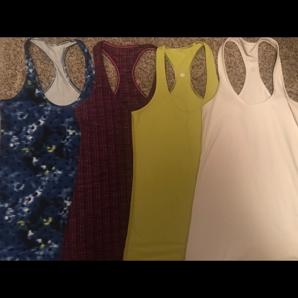 4x Lululemon Size 6 Racerback Tanks